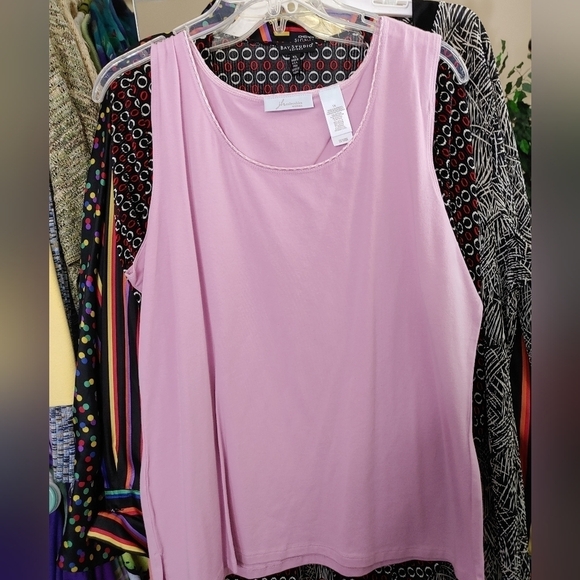 NEW JH COLLECTIONS BUTTON DOWN SHIRT AND TANK TOP SET PINK PLUS SIZE XL - Picture 2 of 4